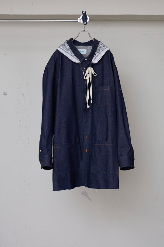 先行予約 OVERSIZED DENIM SH/DETACHABLE BANDANA