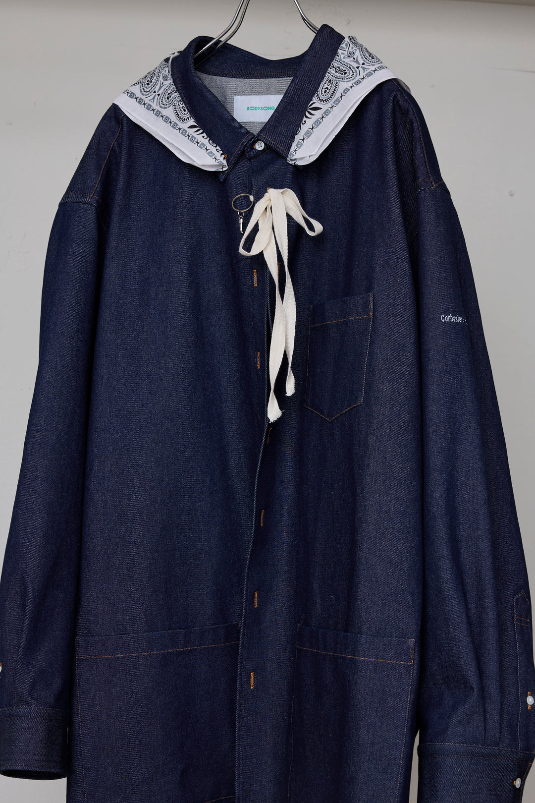 先行予約 OVERSIZED DENIM SH/DETACHABLE BANDANA