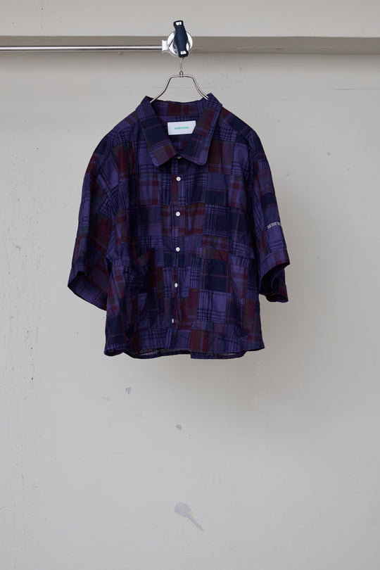 先行予約 OVERDYED PATCHWORK PLAID HS SHIRT