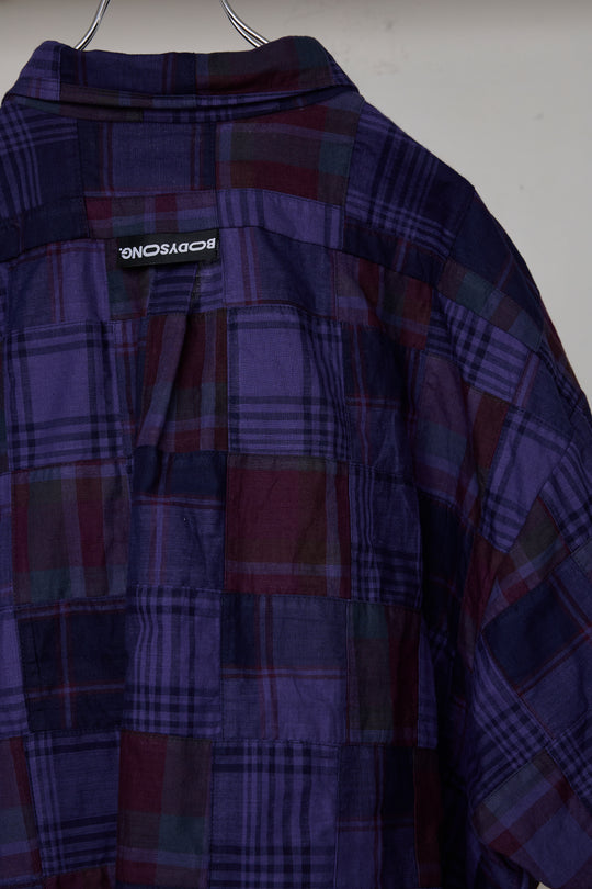 先行予約 OVERDYED PATCHWORK PLAID HS SHIRT