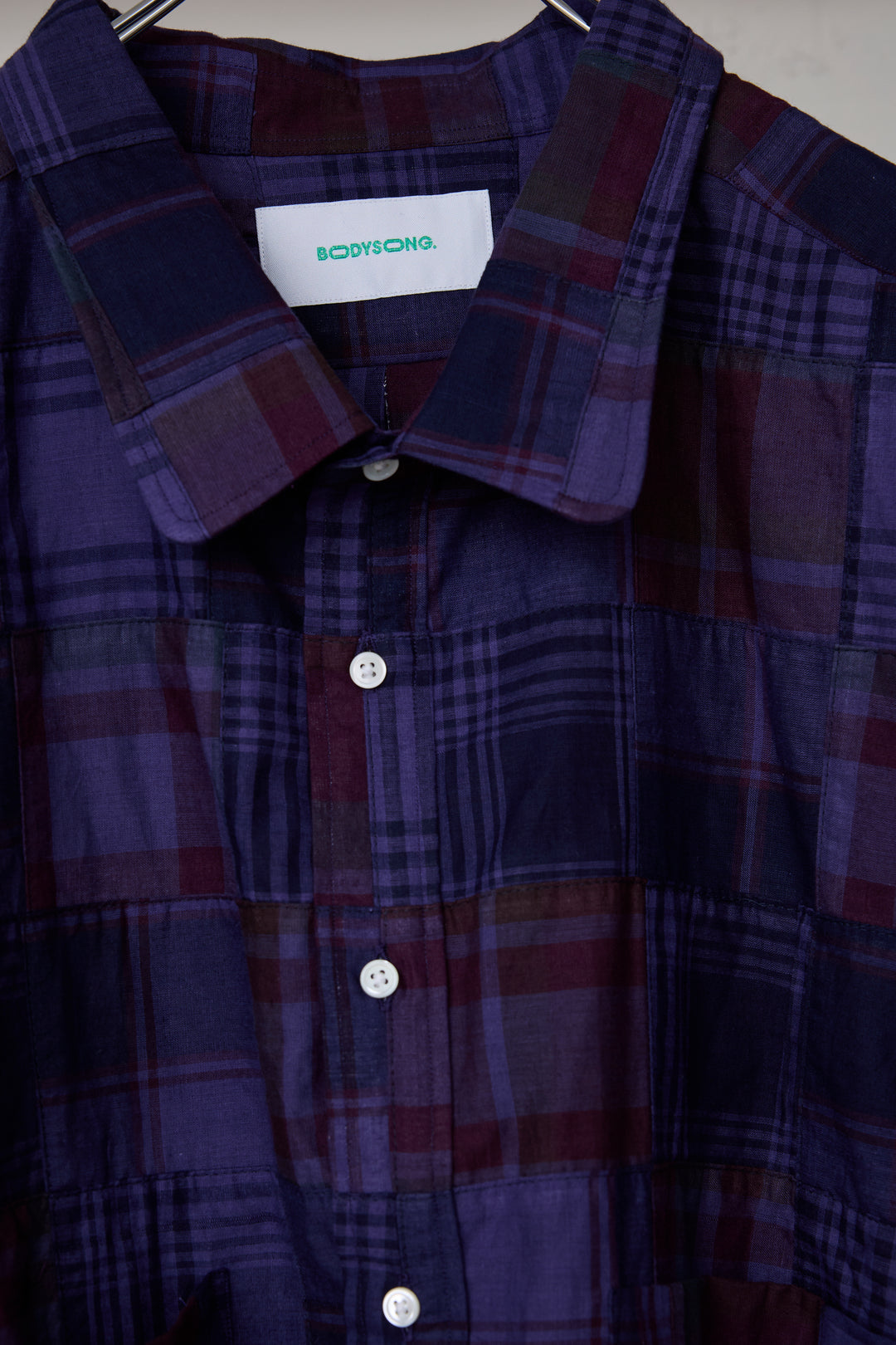 先行予約 OVERDYED PATCHWORK PLAID HS SHIRT