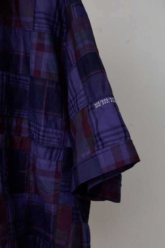 先行予約 OVERDYED PATCHWORK PLAID HS SHIRT