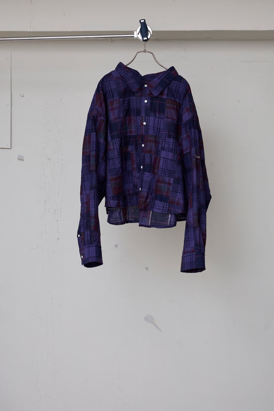先行予約 OVERDYED PATCHWORK PLAID LS SHIRT
