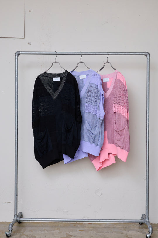 先行予約 MIXED-KNIT VEST_REFLECTIVE RIB