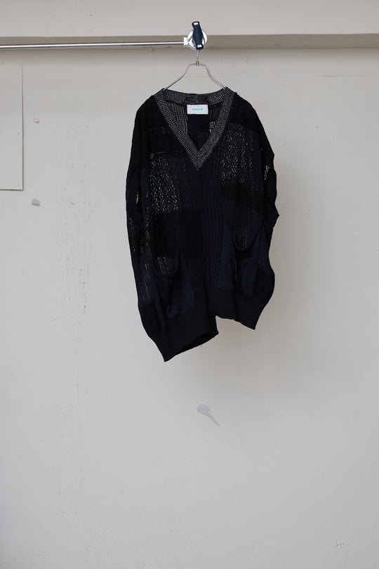 先行予約 MIXED-KNIT VEST_REFLECTIVE RIB