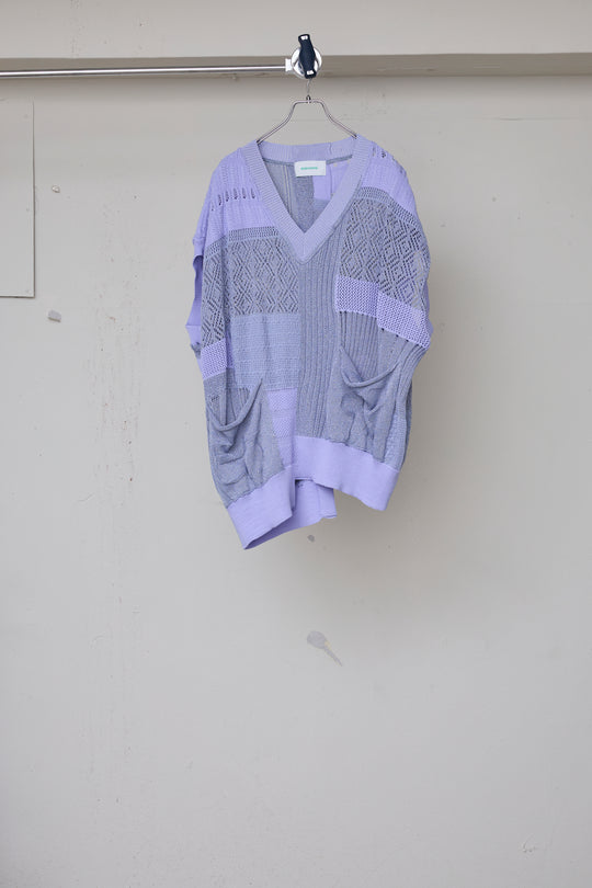 先行予約 MIXED-KNIT VEST_REFLECTIVE RIB