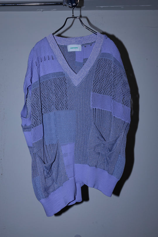 先行予約 MIXED-KNIT VEST_REFLECTIVE RIB