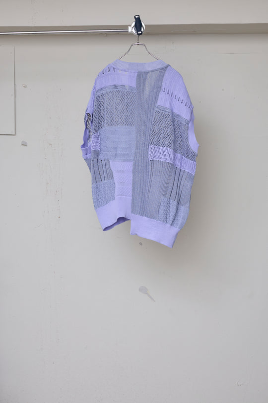 先行予約 MIXED-KNIT VEST_REFLECTIVE RIB