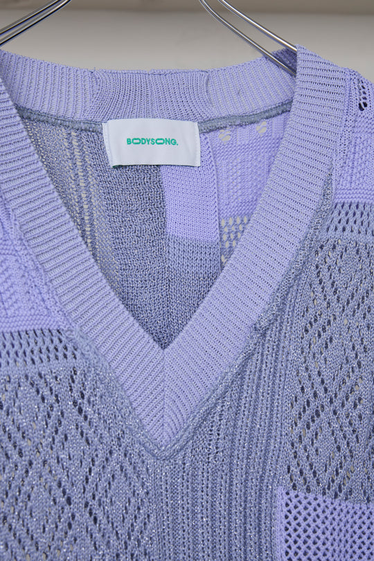 先行予約 MIXED-KNIT VEST_REFLECTIVE RIB