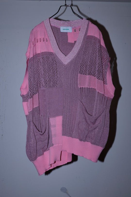 先行予約 MIXED-KNIT VEST_REFLECTIVE RIB
