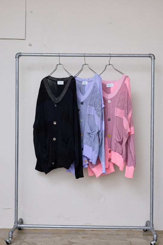先行予約 MIXED-KNIT CARDIGAN_REFLECTIVE RIB