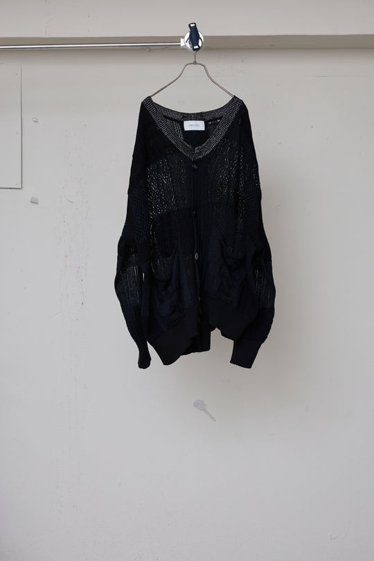 先行予約 MIXED-KNIT CARDIGAN_REFLECTIVE RIB