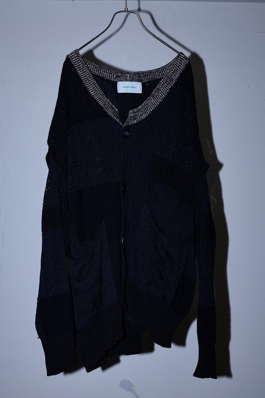 先行予約 MIXED-KNIT CARDIGAN_REFLECTIVE RIB
