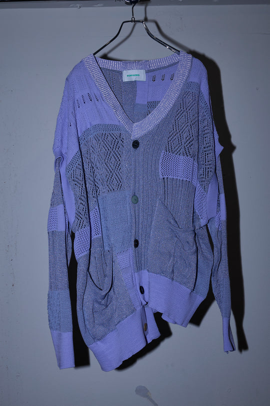先行予約 MIXED-KNIT CARDIGAN_REFLECTIVE RIB