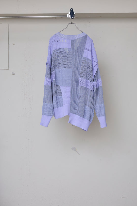 先行予約 MIXED-KNIT CARDIGAN_REFLECTIVE RIB