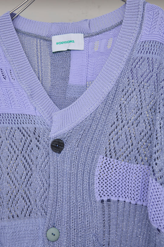 先行予約 MIXED-KNIT CARDIGAN_REFLECTIVE RIB