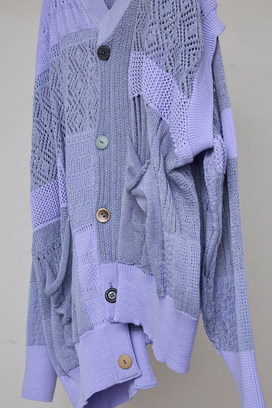 先行予約 MIXED-KNIT CARDIGAN_REFLECTIVE RIB