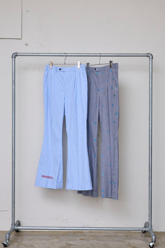先行予約 CUT JACQUARD GINGHAM FLARE SLACKS