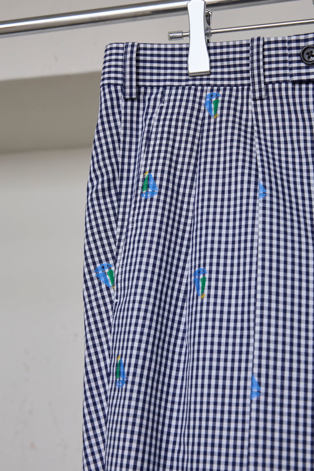先行予約 CUT JACQUARD GINGHAM FLARE SLACKS