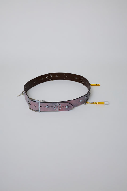 先行予約 HAND-SPRAYED/STUDDED LEATHER BELT