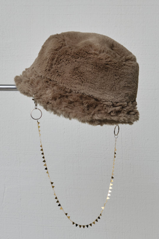 DETACHABLE JEWELRY BUCKET HAT BEIGE