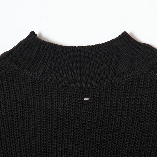 HALF CARDIGAN KNIT BLACK