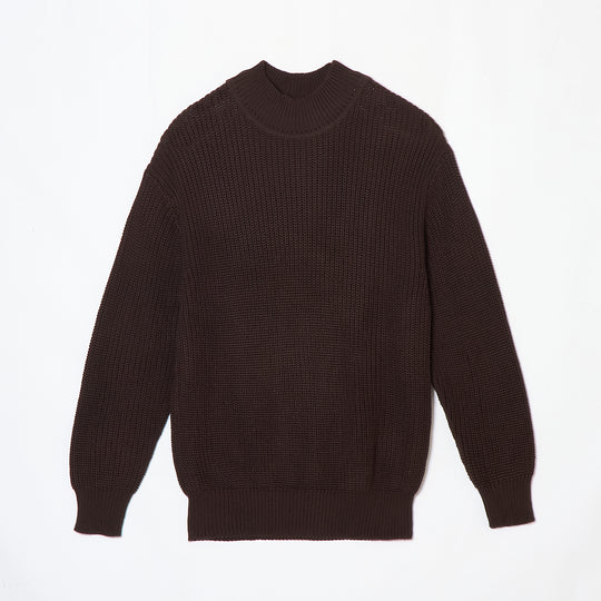 HALF CARDIGAN KNIT BROWN