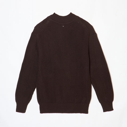HALF CARDIGAN KNIT BROWN