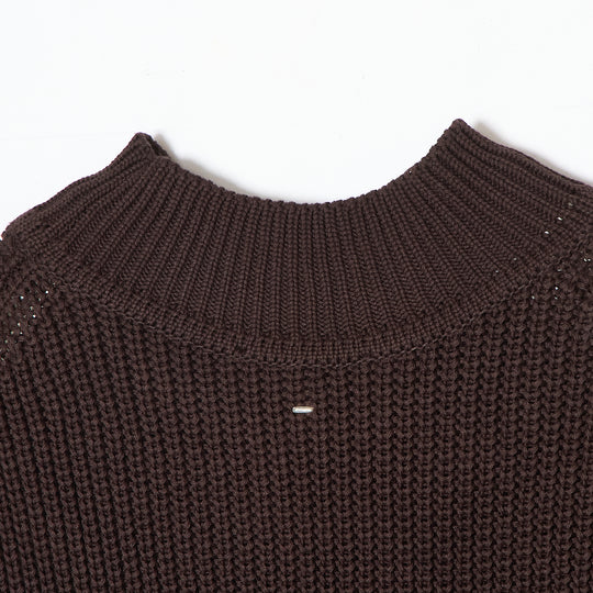 HALF CARDIGAN KNIT BROWN