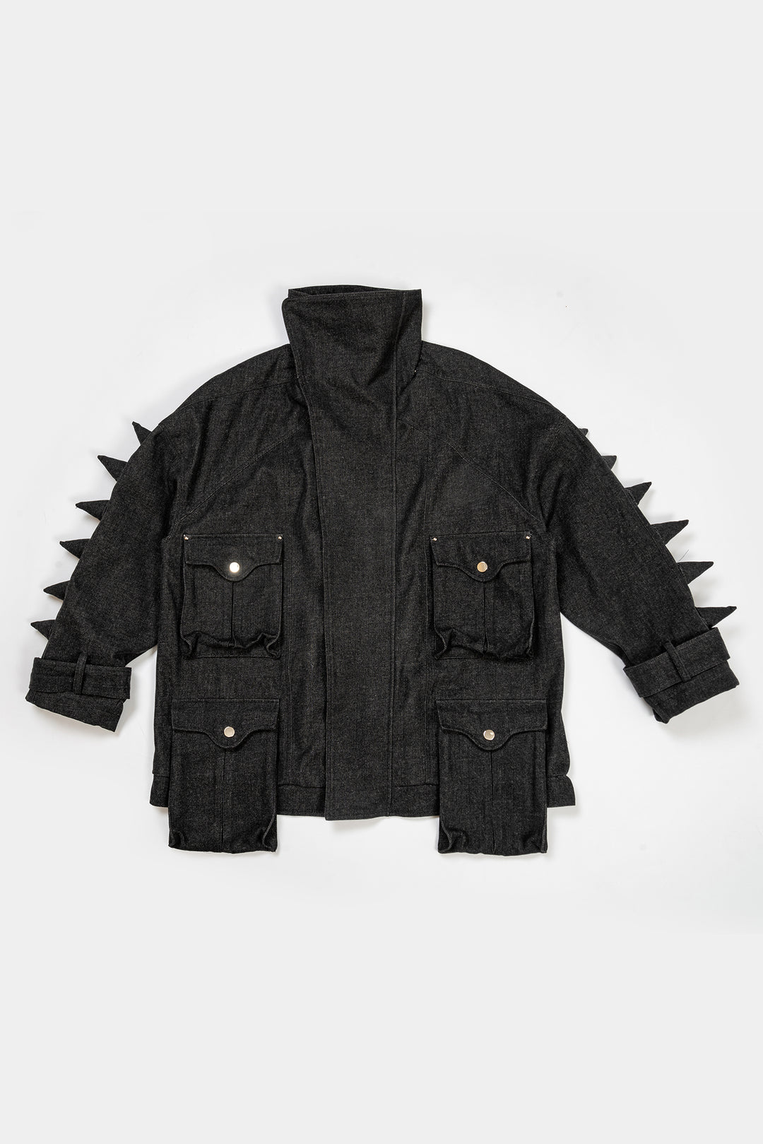 Black little dinosaur denim jacket with spikes