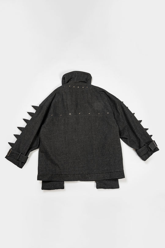 Black little dinosaur denim jacket with spikes