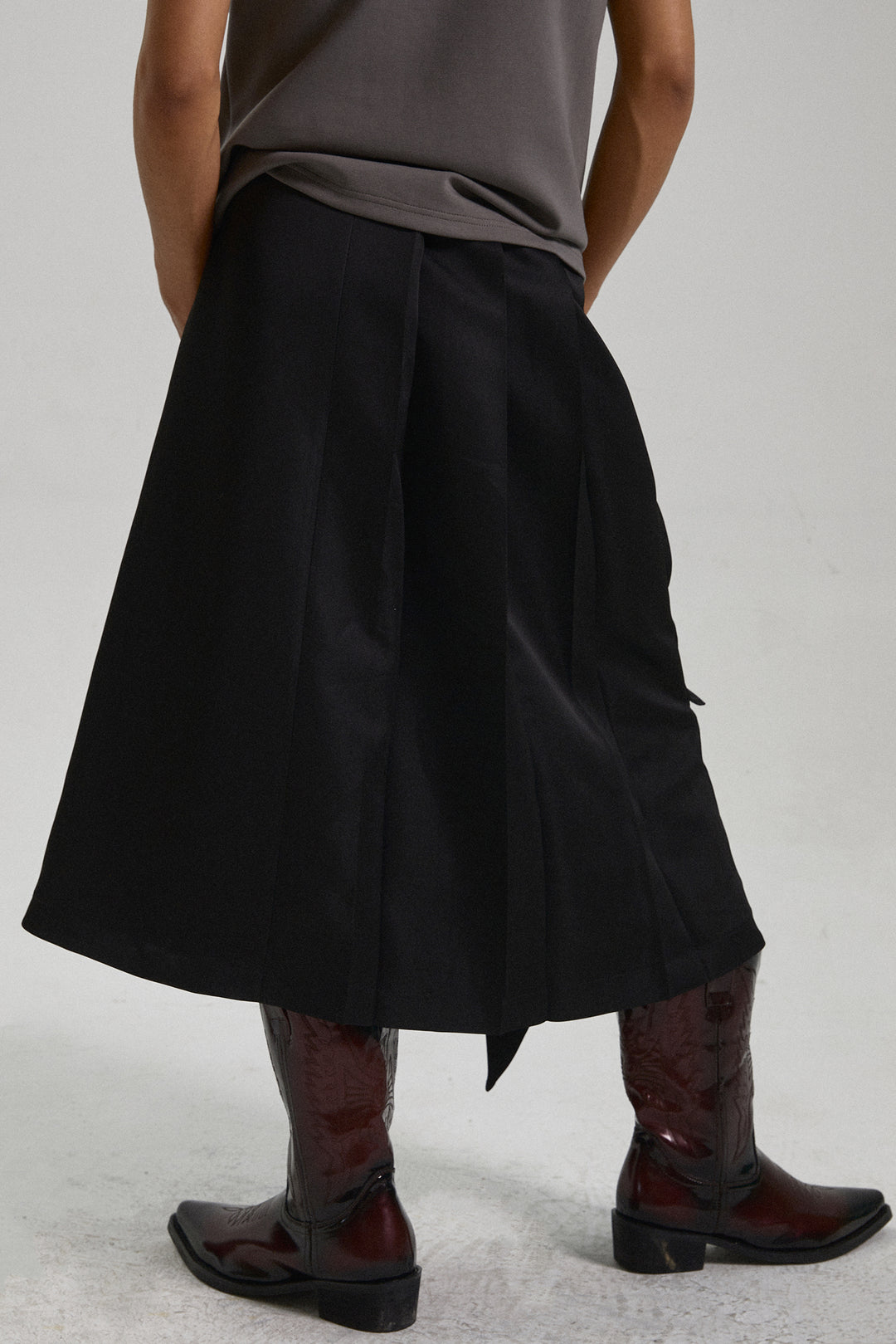 Alien pleated retro button long skirt