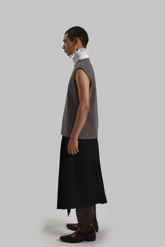 Alien pleated retro button long skirt