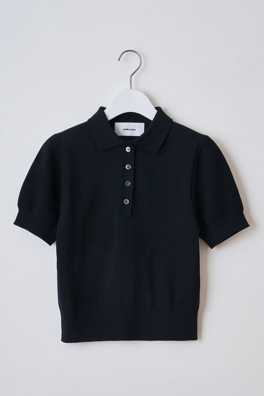 Knit polo shirt Black