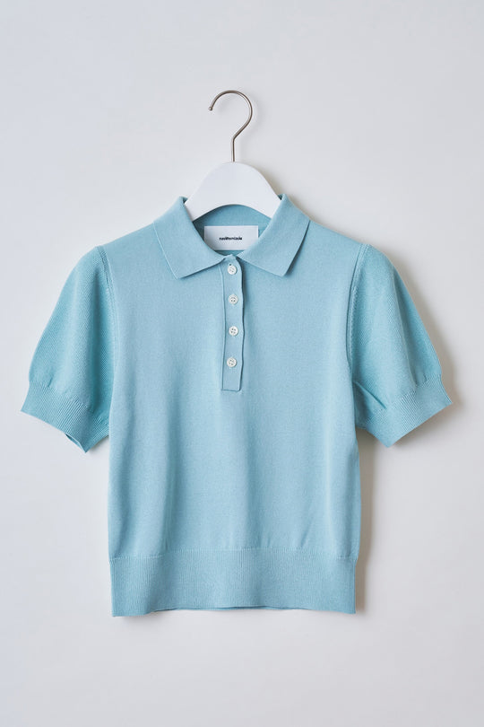 Knit polo shirt Blue
