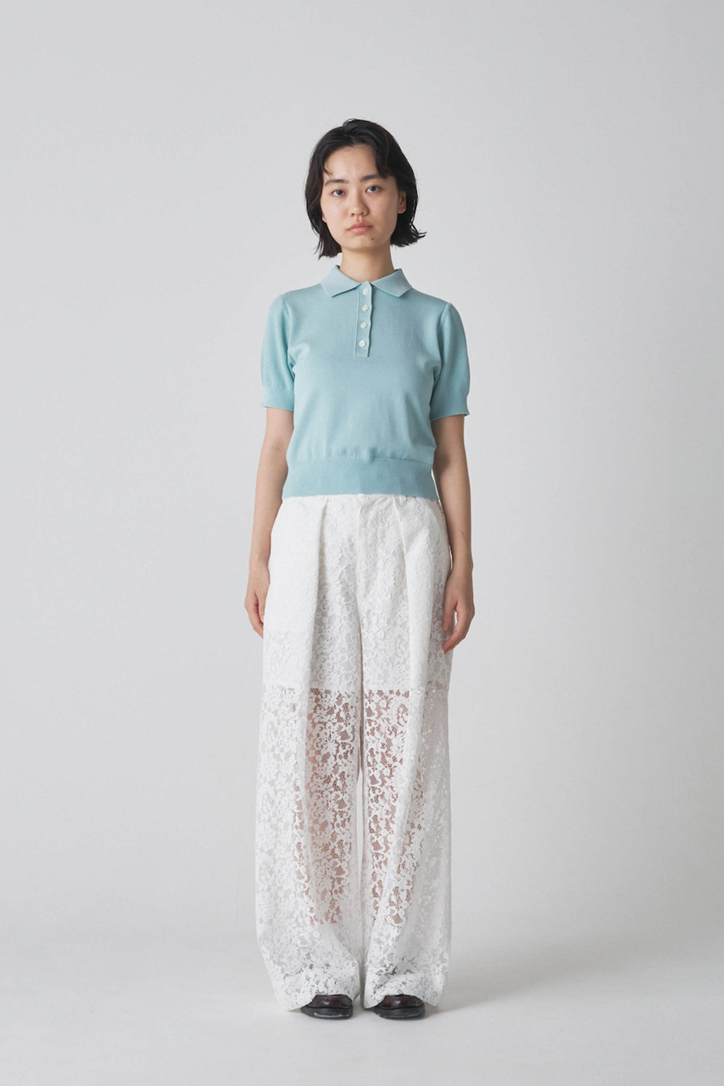 Knit polo shirt Blue