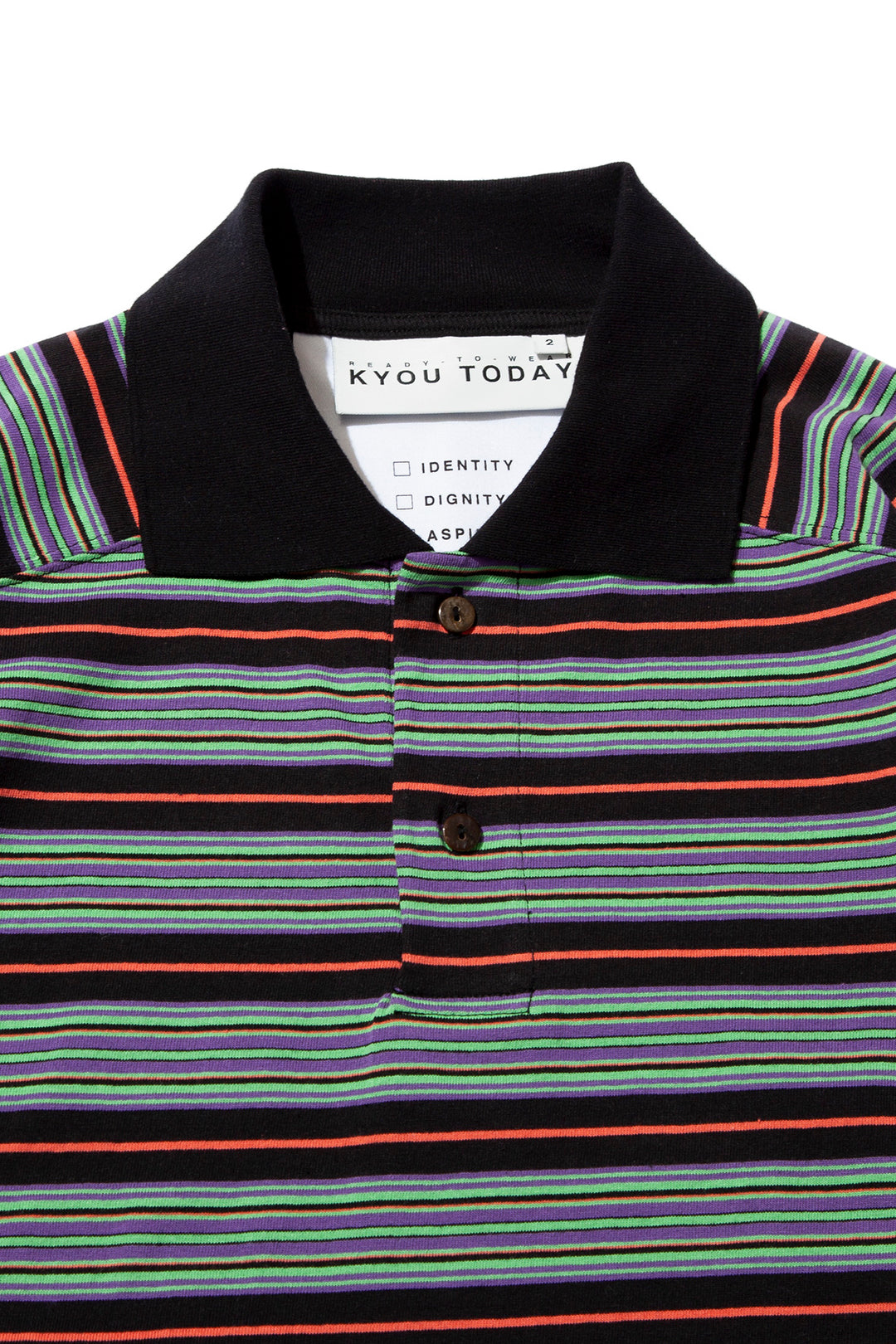 "ROESIE's" Nostalgic Border Polo Shirt BLACK