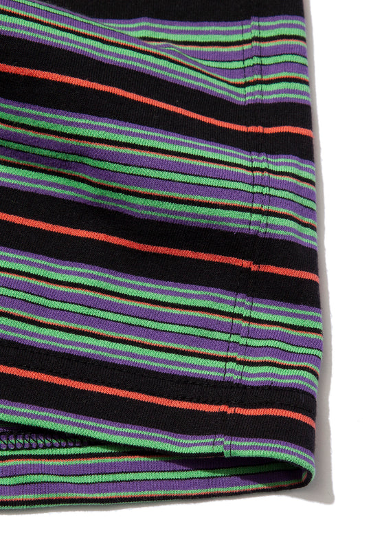 "ROESIE's" Nostalgic Border Polo Shirt BLACK