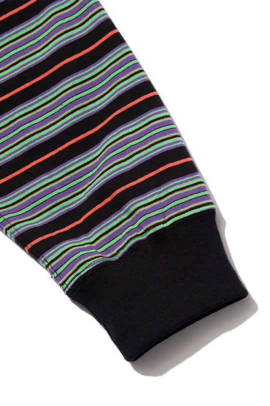 "ROESIE's" Nostalgic Border Polo Shirt BLACK