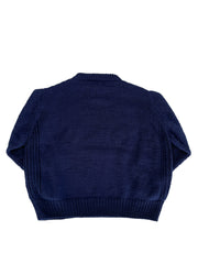 Hand Knit College Sweater NAVY
