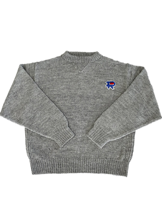 Hand Knit Plain Sweater HEATHER GRAY