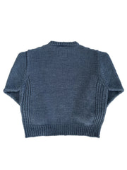 Hand Knit Plain Sweater STEEL BLUE