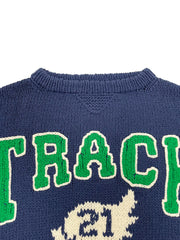 Hand Knit College Sweater NAVY