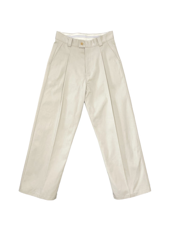 HIGH DENSITY TWILL WIDE TROUSERS SAND BEIGE