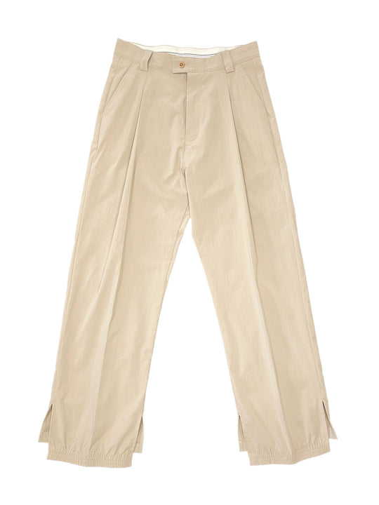 HEM SHIRRING TECH TROUSERS BEIGE