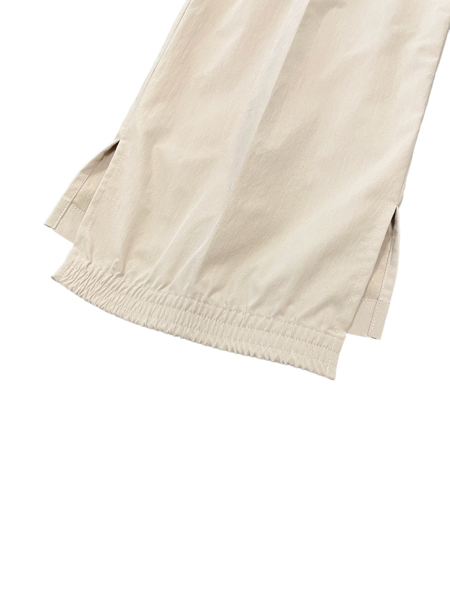 HEM SHIRRING TECH TROUSERS BEIGE