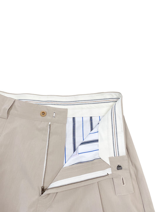 HEM SHIRRING TECH TROUSERS BEIGE