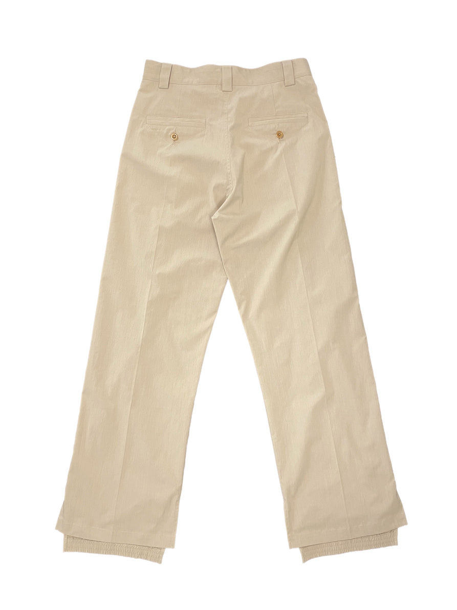 HEM SHIRRING TECH TROUSERS BEIGE