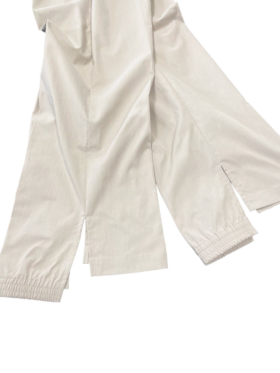 HEM SHIRRING TECH TROUSERS BEIGE