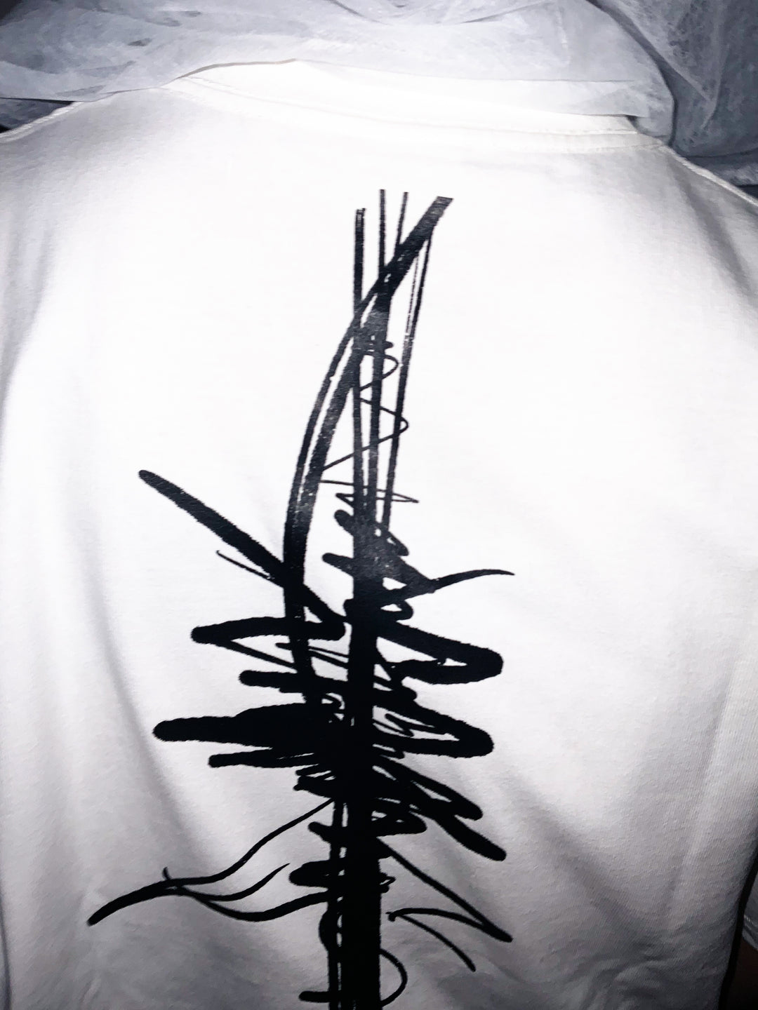 SPINE LONG TEE MATERIAL TYPE:B (WH×BK)